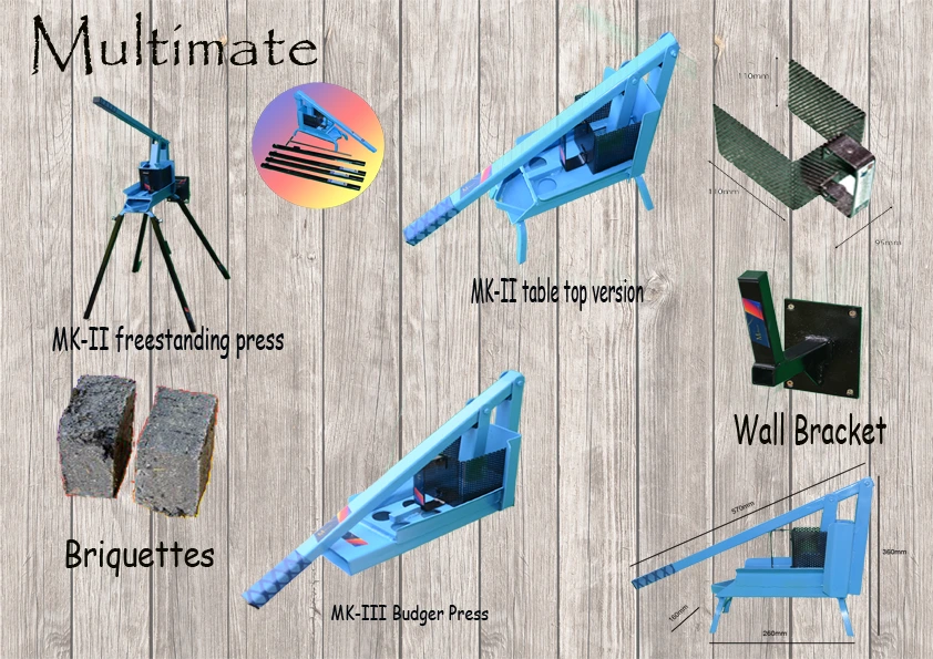 Multimate Range of Briquette Makers all made from mild steel and quick and easy to use.